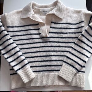Wilfred Cream and Navy Striped Sweater